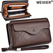 Resim Weixier Erkek Uzun Cüzdan, Rahat Stil, Büyük Kapasite, Çoklu Kart Yuvası, Telefon Tutucu ve Bilek Askı Tasarımı ile, Dışarı Çıkma, Elde Yıkama veya Profesyonel Kuru Temizleme için 