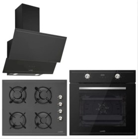 Resim Silverline Luno Siyah Cam Ankastre Set 3420 - CS5335B01 - BO6502B01 