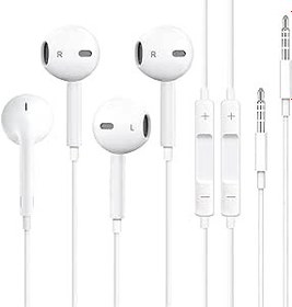 Resim Apple Kulaklıklar/Kulaklıklar/Kulaklıklar 3,5 mm Fişli Kablolu [Apple MFi Sertifikalı] Mikrofonlu Ses Kontrolü, iPhone, iPad, iPod, Bilgisayar, MP3/4, Android ile Uyumlu En 3,5 mm Ses Cihazları 2'li 