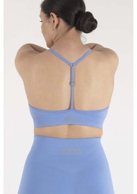 Resim Nature The Brand Ntb İp Askılı V Yaka Sporcu Sütyeni, Fitness, Yoga, Pilates, Koşu, Antrenman Mavi 