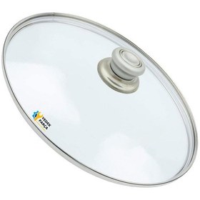 Resim Tencere Sahan Tava Cam Kapağı Kapak 40 Cm Gri Tutma Tepesi 