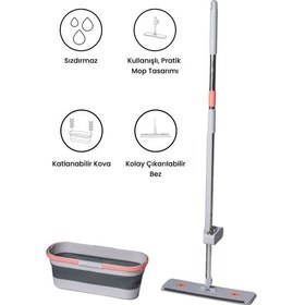 Resim Gonzo Kendinden Sıkmalı Katlanır Kovalı Temizlik Seti Mop Paspas 