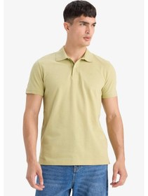 Resim DeFacto %100 Pamuk Slim Fit Dar Kesim Polo Yaka Kısa Kollu Pamuklu Nakışlı Pike Tişört E2633AX25SMKH517 