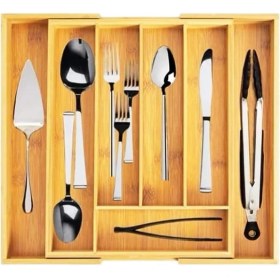 Resim Mena Rise 7 Bölmeli Bambu Kaşıklık Antibakteriel Çekmece Içi Düzenleyici Organizer 