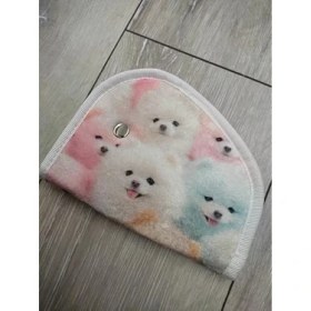 Resim Çocuk Emniyet Kemeri Düzenleyici, Sevimli Köpek Desenli, Beyaz ve Pembe, Araba Koltuğu Konfor Pedi, Kaymaz Iç Yüzey 
