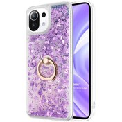 Resim Microsonic Xiaomi Mi 11 Lite Kılıf Glitter Liquid Holder Mor 