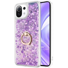 Resim Microsonic Xiaomi Mi 11 Lite Kılıf Glitter Liquid Holder Mor 