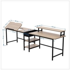 Resim 530-e Bilgisayar Masası, Ekstra Uzun İki Kişilik Masa, Oyun Masa Açık Ceviz 