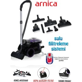 Resim Arnica 2400W Turbo Başlıklı Bora Anti Alerjik Yüksek Çekim Gücü Sulu Süpürge + Tiftik Makinesi Hediyeli 