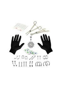 Resim Singree 41 Parça Paslanmaz Çelik Vücut Piercing Takımı - Burun, Göbek, Dil Ve Dudak Piercingleri İçin 