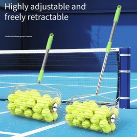 Resim Paslanmaz Çelik Tenis Topu Temizleyici - Yuvarlama Mekanizmalı & Ayarlanabilir Yükseklikli, Sağlam ve Hafif Tasarım, Ergonomic Saplı Geniş Tekerlek Tabana Sahip Kolay Temizlenebilir Spor Topu Süpürgesi - , Pickleball için Uygun Ev, Okul, Kulüp İstasyonlarına Özel Dayanıklı Ve, Tenis Topu Arabası,Tenis Topu Taşıyıcı,Tenis Topu Makinesi,Tenis Koleksiyoncusu,Tenis Topu Tüp 