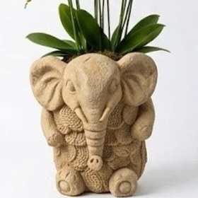 Resim Elephant Planter Vase, Decorative Flower Pot, Polyester Elephant Sculpture, Animal Decor - Object-9 