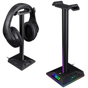Resim RGB Kulaklık Masaüstü Standı Oyun Kulaklığı Tutucu 