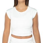 Resim Wiawi Kadın Spor Fit Rahat Tişört Esnek Crop Top - Unique Beyaz 