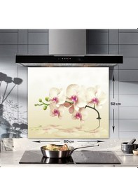 Resim Decorita Krem Orkide | Cam Ocak Arkası Koruyucu | 52cm x 60cm 