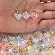 Resim 20 adet Yaratıcı Cam Kalp Renkli Karanlıkta Parlayan Süsler, DIY Küpe Kolye Pandantifleri için Uygun, Süsler 