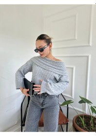 Resim Keymoda Kadın Madonna Yaka Kazak Gri Gri 