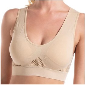Resim Bej Kadın Spor Sütyeni Dikişsiz Tam Destek Kapsama Kablosuz Spor Sütyeni Yoga Spor Salonu Egzersiz Fitness M-5xl Bej 