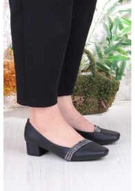 Resim Fort 16503 Erdem Taş Detaylı Alçak Topuklu Kadın Ayakkabı siyah 