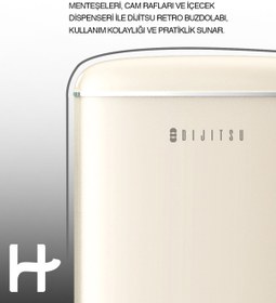 Resim Dijitsu DB120 E 93 lt Statik Bej Retro Buzdolabı Tek Kapılı ve Sessiz Çalışma Özelliği 