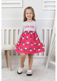 Resim Kız Çocuk Elbise Cute Girl Fuşya 