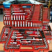 Resim 216/46 parça Mekanik Alet Soket Seti, 1/2", 1/4" ve 3/8" SAE ve Metrik Boyutlar ile, Ev, Araba, Bisiklet ve Motosiklet Bakımı & Acil Onarım Araçları için Uygun 72 Dişli Mandren Anahtar Kiti 