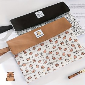 Resim 1 adet Sevimli Karikatür Köpek ve Elma Tasarımı Fermuarlı Cüzdan - Öğrenciler için Büyük Kapasiteli Dosya Düzenleyici, Okul Malzemeleri için İdeal, Okul Malzemeleri Düzenleyici|Oyun Sever Tasarım|Dayanıklı Kumaş, Okul Malzemeleri Düzenleyici 