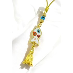 Resim Yeni Araba Hediyesi, Metal Balık Renkli Nazar Boncuklu Püsküllü Dikiz Ayna Süsü 