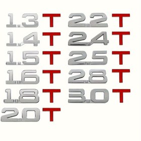 Resim Son Model Araba 3D Metal Logo Yüzey Sticker'ı 1.3T 1.4T 1.5T 1.6T 1.8T 2.0T 2.2T 2.4T 2.5T 2.8T 3.0T Yüksek Kalite Araba Stil Sticker'ı Evrensel 