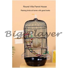 Resim Yuvarlak Büyük Metal Kuş Kafesi Papağan Kuş Kafesi Kaplan Derisi Xuanfeng B 