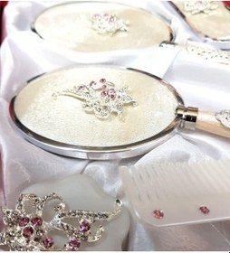 Resim Ceyyiz Gülüm 5Li Ekru Ayna Tarak Fırça Pudralık Çeyiz Seti 