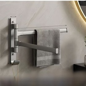 Resim Yifomall Duvar Tipi Katlanabilir Çamaşır Asma Aleti - Soketli, Delme Yok Kurulum - Çorap, Giyim Kurutucu - Gri Renk, İki Kollü, Ev Ve Balkon İçin Diğer 