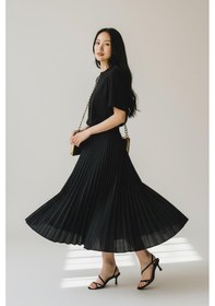 Resim Eren Style Pileli Pamuklu Dokuma Viskon Kışlık Etek 95 Cm - 38-48 Siyah 