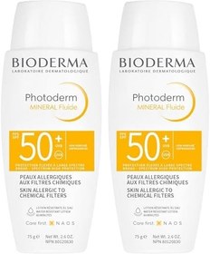 Resim Bioderma Photoderm Mineral Fluid SPF50+ Çok Hassas Ciltler için Çok Yüksek Korumalı Yüz, Vücut Güneş Kremi 75 gr (2 paketi) 