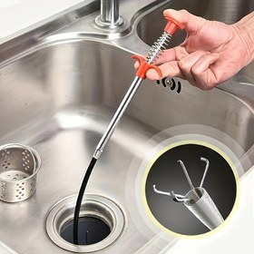 Resim 1pc Çok Fonksiyonlu Metal Tesisat Yılanı, Esnek Tel Boru Temizleyici Dört-Tırnak Tasarımı, Bükülebilir Gider Tıkanıklığı Giderici Mutfak Lavabosu, Banyo Tuvaleti, Yıkama Havuzu Boruları, Esnek Kulp ile Kolay Operasyon 