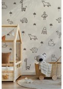 Resim Sevimli Hayvan Figürlerinden Oluşan Duvar Kağıdı Görünümlü Mat Yüzeyli Özel Kesim Sticker Seti Dijital Baskı 