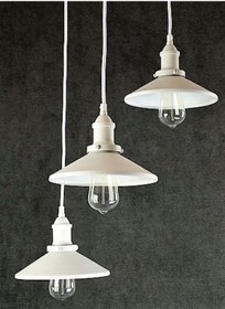 Resim Riolight Vintage1,retro,rustik Beyaz 3xe27 Duylu Metal Sarkıt Avi Beyaz 