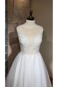 Resim MODA Helen Model Gelinlik-Askılı-İnci Detaylı Transparan beden 