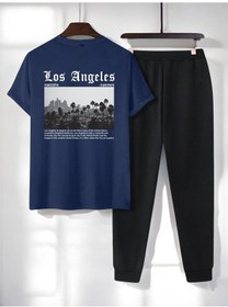 Resim Los Angles Baskılı 2'li Eşofman Takımı Lacivert 
