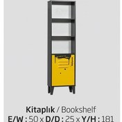 Resim Kitaplık Urlu Mix Sarı Model Dolaplı Iki Raflı Sarı Gri Renk Yüks Sarı 