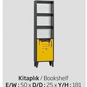 Resim Kitaplık Urlu Mix Sarı Model Dolaplı Iki Raflı Sarı Gri Renk Yüks Sarı 