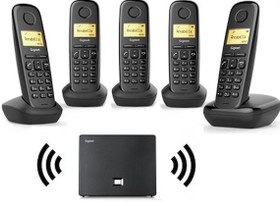 Resim Gigaset 5 Dahili Dect Telsiz Kablosuz Telefon Santrali Siyah 