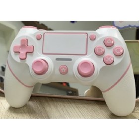 Resim Geeroyoo Ps4 Kablosuz Bluetooth Oyun Kolu, Çift Motorlu Vibration, Turbo Sürekli Ateş Fonksiyonu, Temel Model Beyaz-pembe 