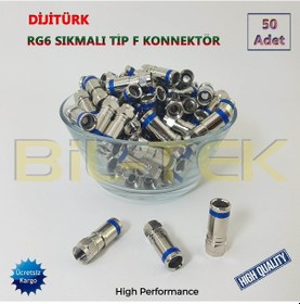 Resim Digitürk Rg6 Sıkmalı F Konnektör - 50 Adet 