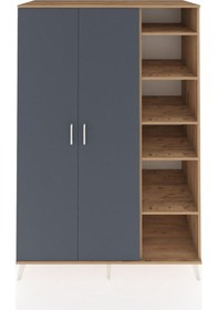 Resim Kronos Dolap 7 Raflı 2 Kapaklı Tek Askılı 132x59x195 Çam-antrasit/çam Antrasıt/atlas Çam 