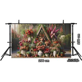 Resim Venspor Renkli Çiçekler ve Ahşap Dekor Temalı Arkaplan, 200x150cm, Fon, Duvar Örtüsü 