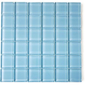 Resim MozaiKristaL Havuz ve Tüm Yüzeyler için 48x48x6mm. Arktik Buz Mavisi 30x30cm. Fileli Kristal Mozaik. 