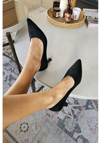 Resim Ops 10 1899 Topukla Kadın Kadeh Topuklu Stiletto Siyah Süet 