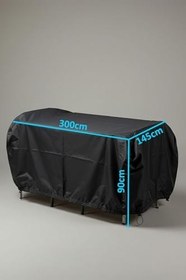 Resim Su ve Güneş Geçirmez Bahçe Mobilya Koruma Kılıfı - Hafif Paraşüt Kumaş, Lastikli Alt Kısım, Dayanıklı ve Katlanabilir Tente Örtü (Siyah, 145 cm x 300 cm x 90 cm) 