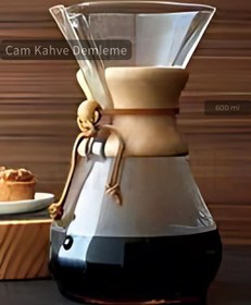Resim 600 ml Chemex Cam Kahve Demleme Ahşap Tutacaklı Orta Boy 4 Bardak 